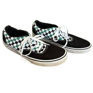 Vans primary check old skool canvas suede low top sneaker youth sz 7 Black Green